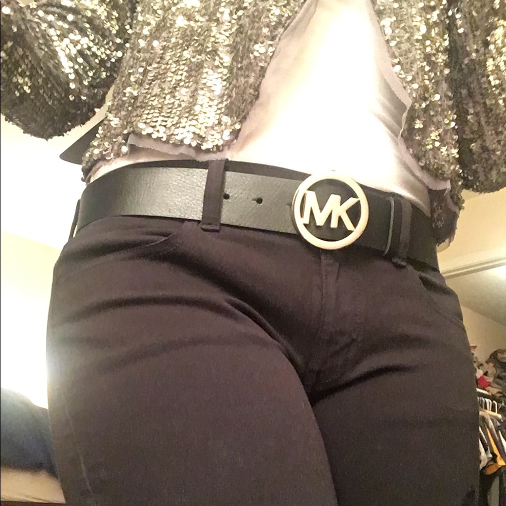 Michael by Michael Kors Black Leather Belt